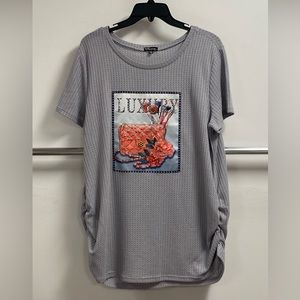 Short Sleeve Side Cinch Waffle Top w) LUXURY patch (NEW)